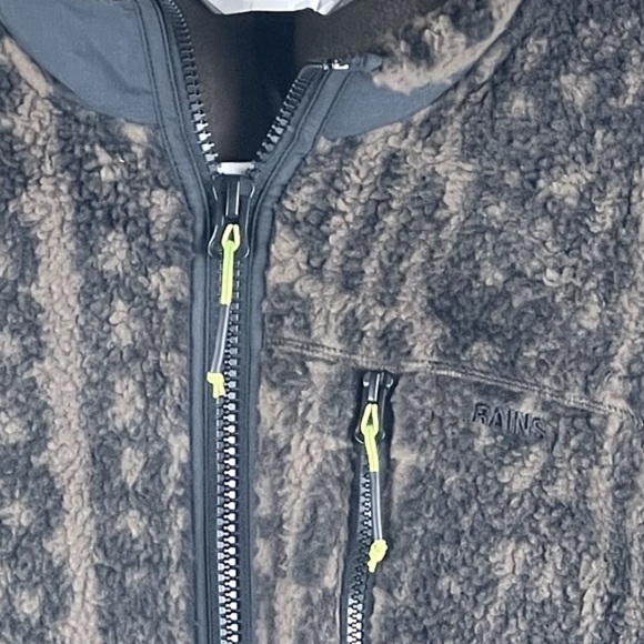 RAINS | NWT Gorpcore Streetwear Heavy Fleece Jacket Wood Black Monogram | XS - Picture 8 of 15